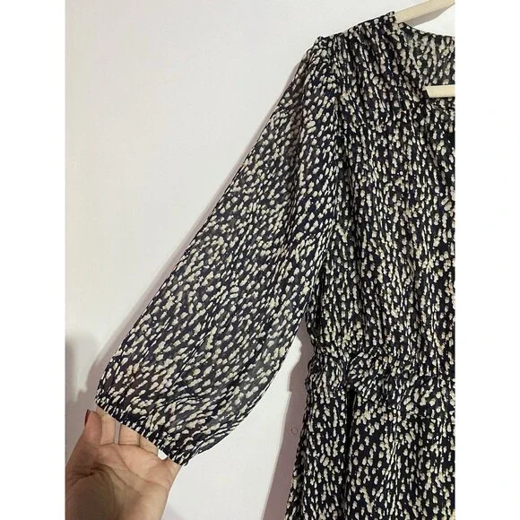 Soft Surroundings Dress S Boho Cottagecore Modest Ruffle Tiered Brunch Metallic - Picture 6 of 12